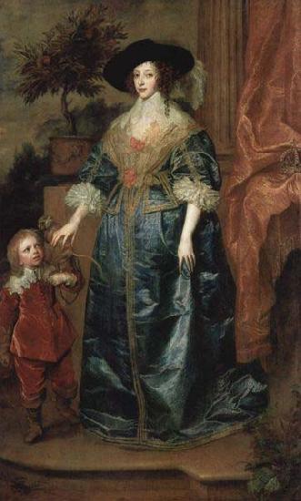 Anthony Van Dyck Henrietta Maria and the dwarf, Sir Jeffrey Hudson, Sweden oil painting art